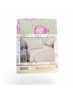 2/$40 Wicked Katie Kime Twin Sheet Set Green Pink Toile NEW Target Exclusive